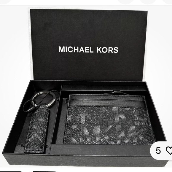 New MICHAEL KORS 86F2SGFD1B MEN'S FRONT POCKET SLIM CARD HOLDER w/ KEY Ring - Picture 1 of 2